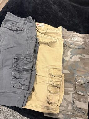 Three-Pair wrangler Cargo pants Bundle - Gray, Khaki, Camo
